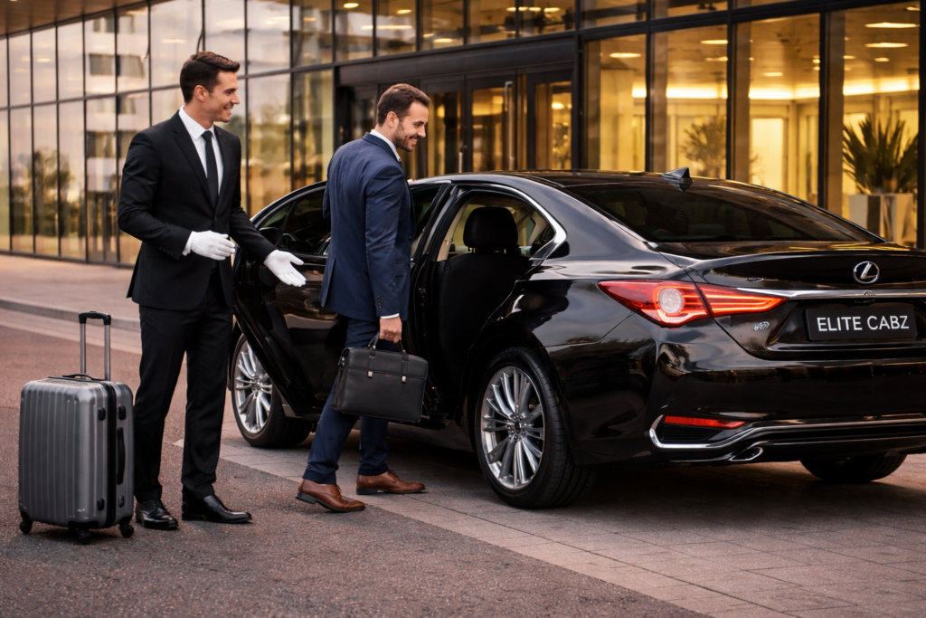 Chauffeur Assists Passenger By Luxury Lexus 1024x683