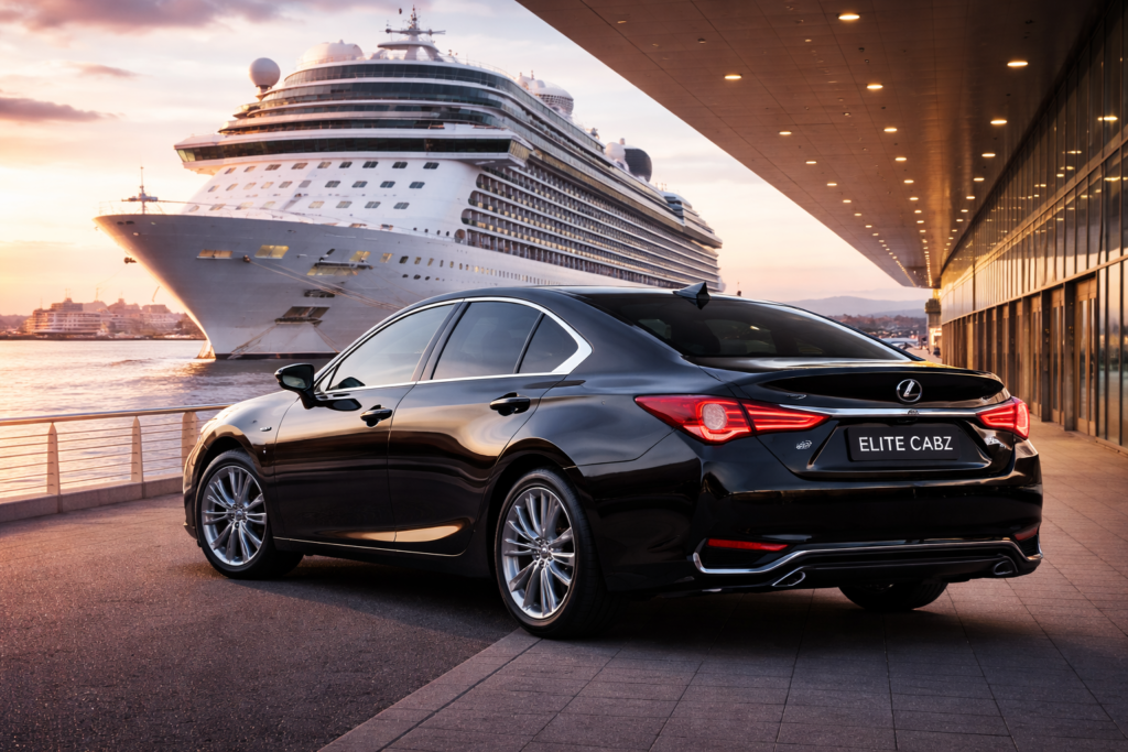 luxury cruise and lexus at sunset